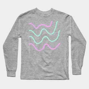 Colorful watercolor lines abstract art Long Sleeve T-Shirt
